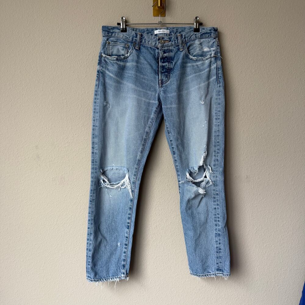 MOUSSY Light Wash Distressed Japanese Denim Jeans